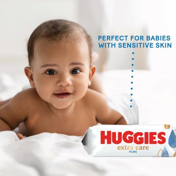 Huggies Pure Extra Care Sensitive Wet Baby Wipes, 99% Water -1 Pack (56 Wipes) - Image 3