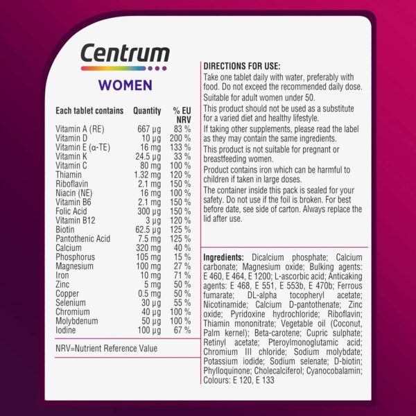 Centrum Women Multivitamin Tablets 30pk - Image 3