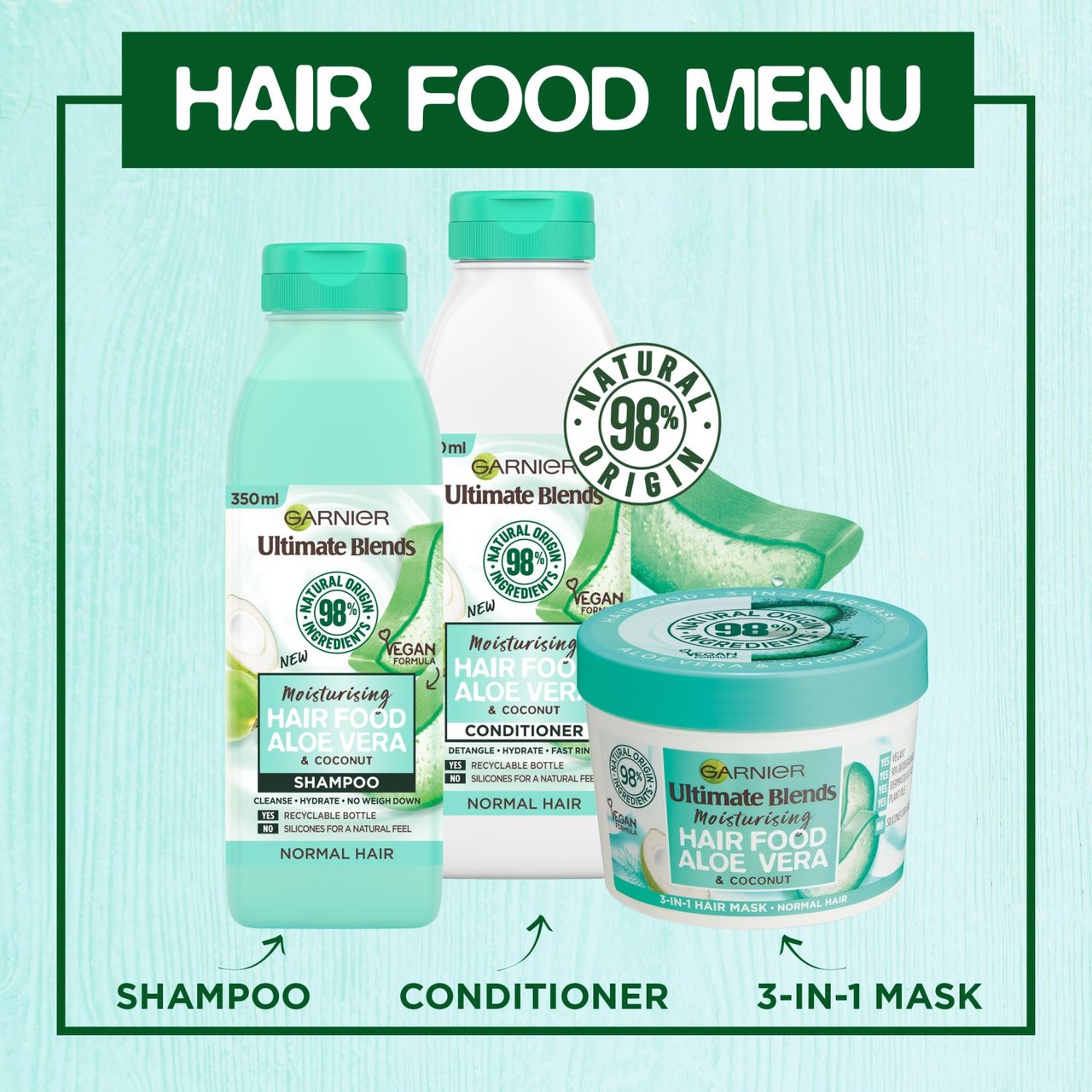 Garnier Ultimate Blend Hair Food Aloe Vera & Coconut Conditioner 350ml |  