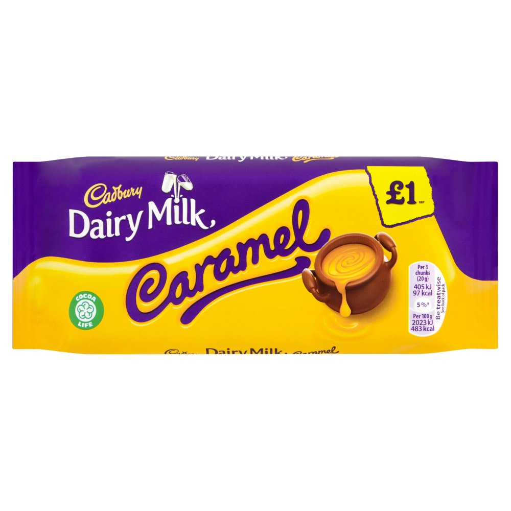 Cadbury Dairy Milk Caramel £1 Chocolate Bar 120g Britannia.lk
