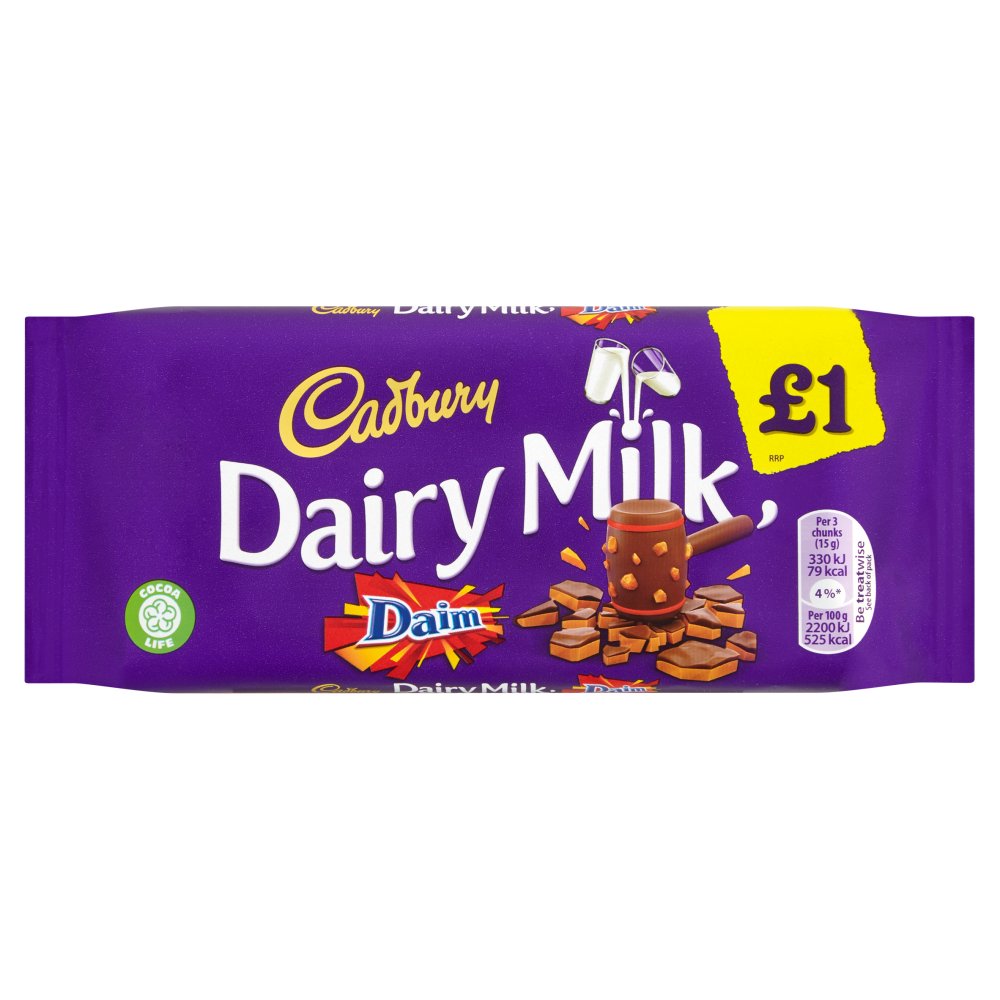 Cadbury Dairy Milk with Daim £1 Chocolate Bar 120g Britannia.lk