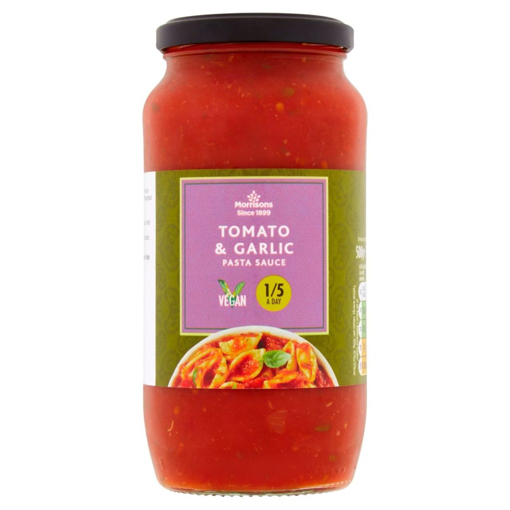 MORRISONS TOMATO & GARLIC PASTA SAUCE 500g Britannia.lk