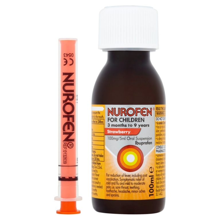 Nurofen for Children, Ibuprofen Liquid Max 9 Years, Strawberry, 100ml
