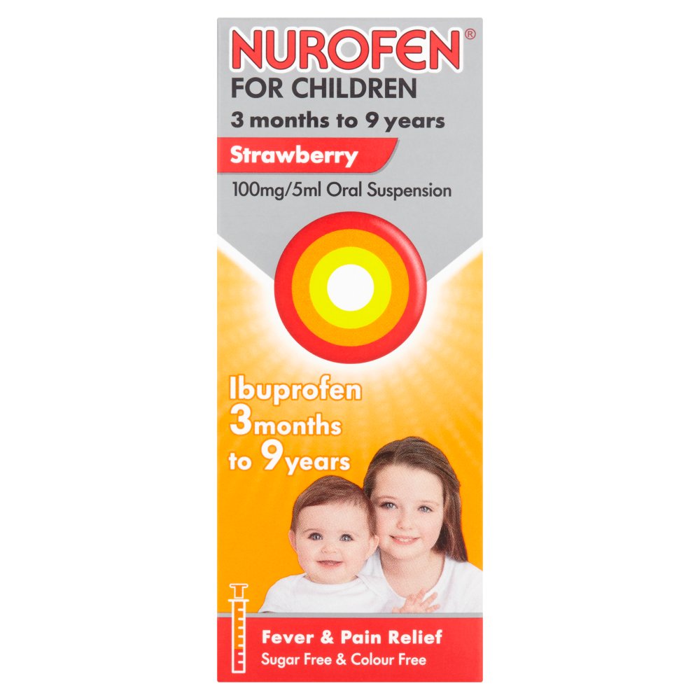 Nurofen for Children, Ibuprofen Liquid Max 9 Years, Strawberry, 100ml
