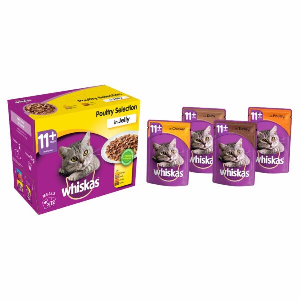 Whiskas Super Senior 11+ Wet Cat Food Pouches Poultry in Jelly 12 x