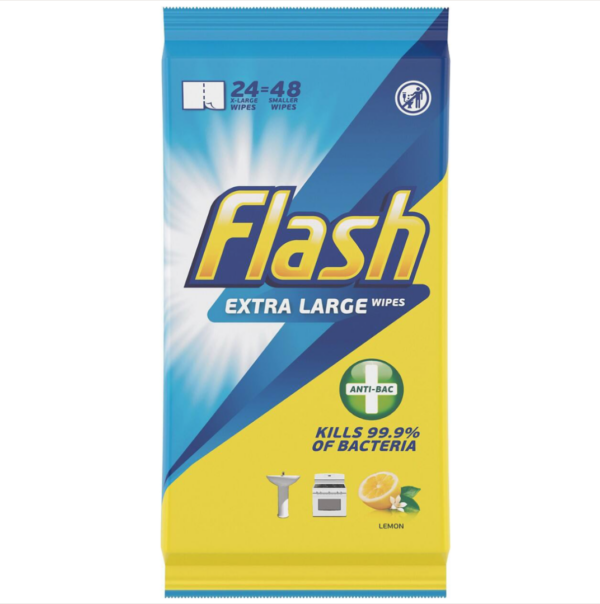 Flash Anti-bacterial Wipes Lemon Extra Large 24 Wipes