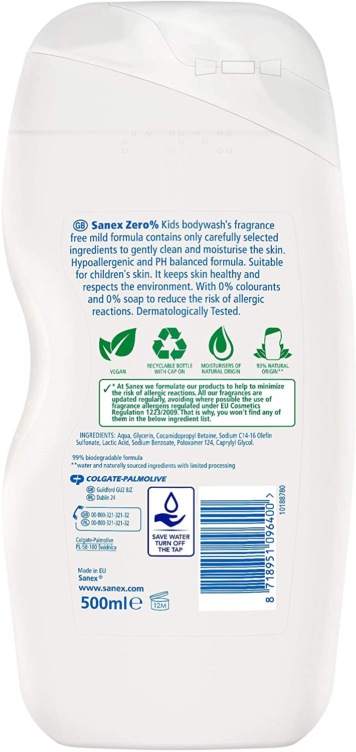 Sanex Zero Kids Head to Toe Wash 500ml derma 5 Britannia.lk