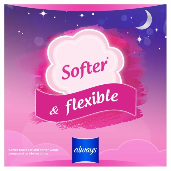 Always Sensitive Night Ultra (Size 3) Sanitary Towels Wings 10 Pads - Image 2