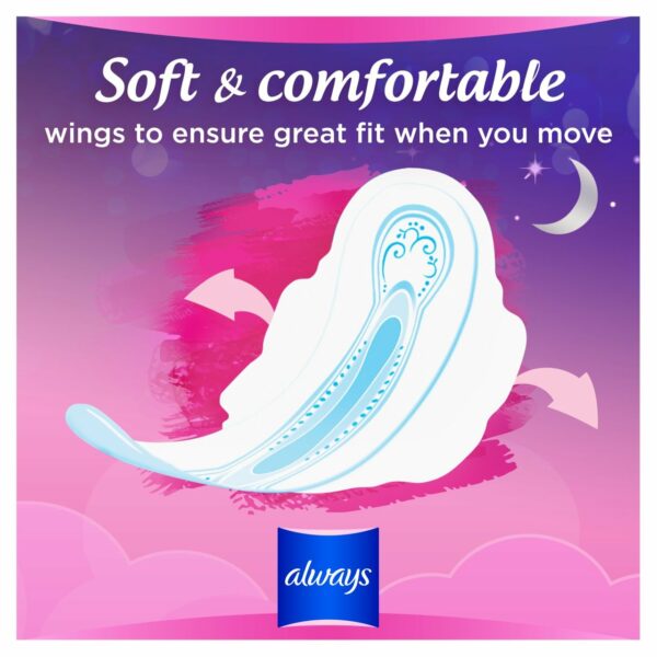 Always Sensitive Night Ultra (Size 3) Sanitary Towels Wings 10 Pads - Image 5