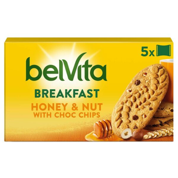 Belvita Honey & Nuts Choc Chips Breakfast Biscuits 5 x 45g