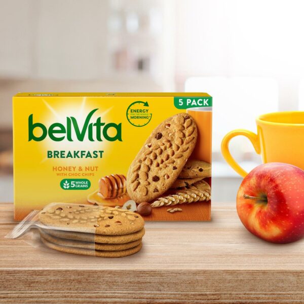 Belvita Honey & Nuts Choc Chips Breakfast Biscuits 5 x 45g - Image 2