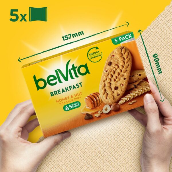 Belvita Honey & Nuts Choc Chips Breakfast Biscuits 5 x 45g - Image 4
