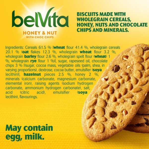 Belvita Honey & Nuts Choc Chips Breakfast Biscuits 5 x 45g - Image 8