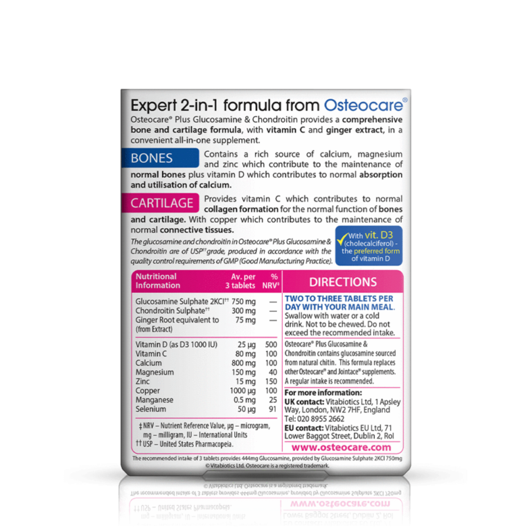 Osteocare Glucosamine and Chondroitin 60 Tablets Britannia.lk
