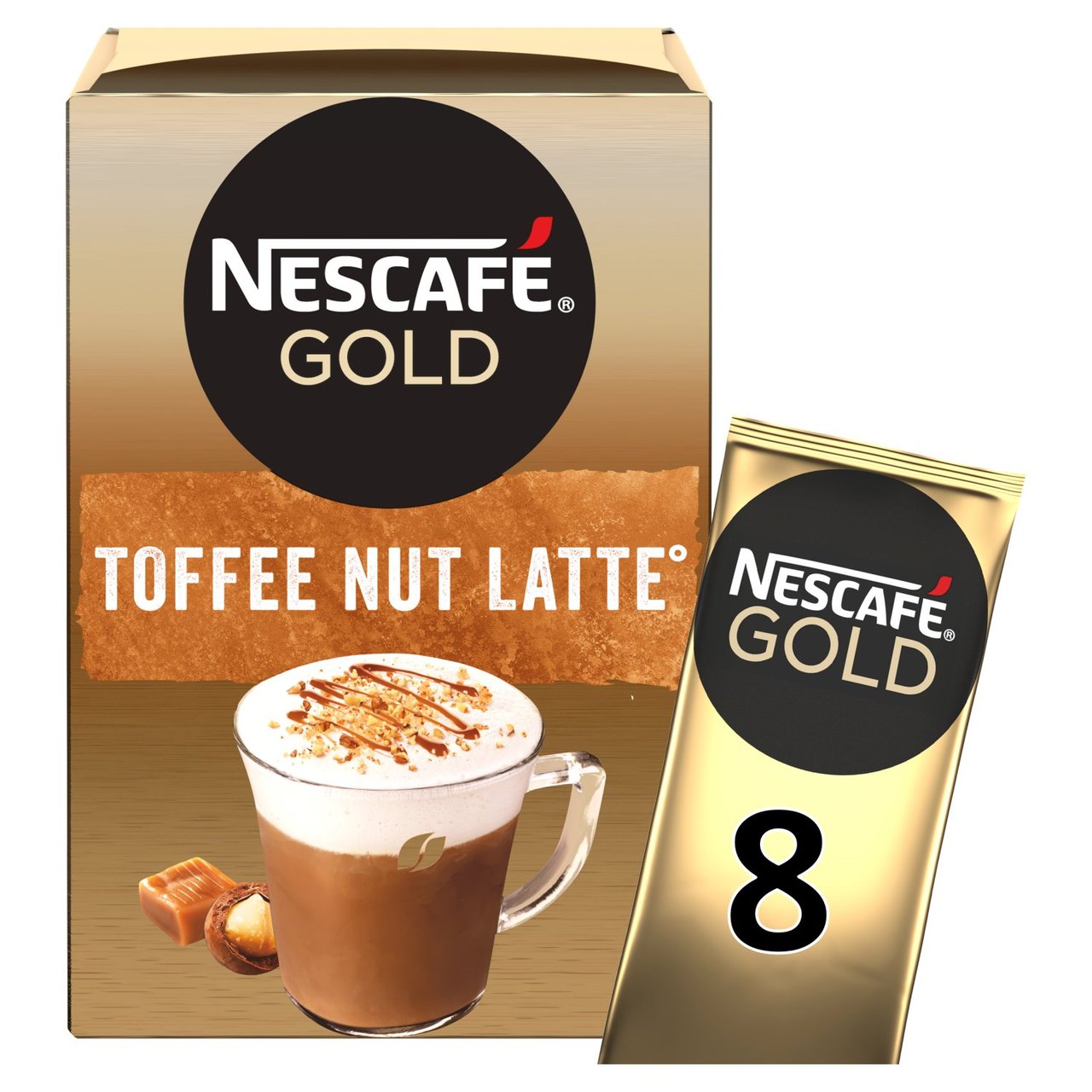 Nescafe Gold Toffee Nut Latte Instant Coffee 8 x Sachets 156g
