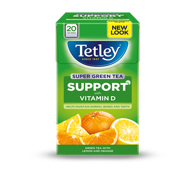 Tetley Super Green Tea Support Lemon & Orange Britannia.lk