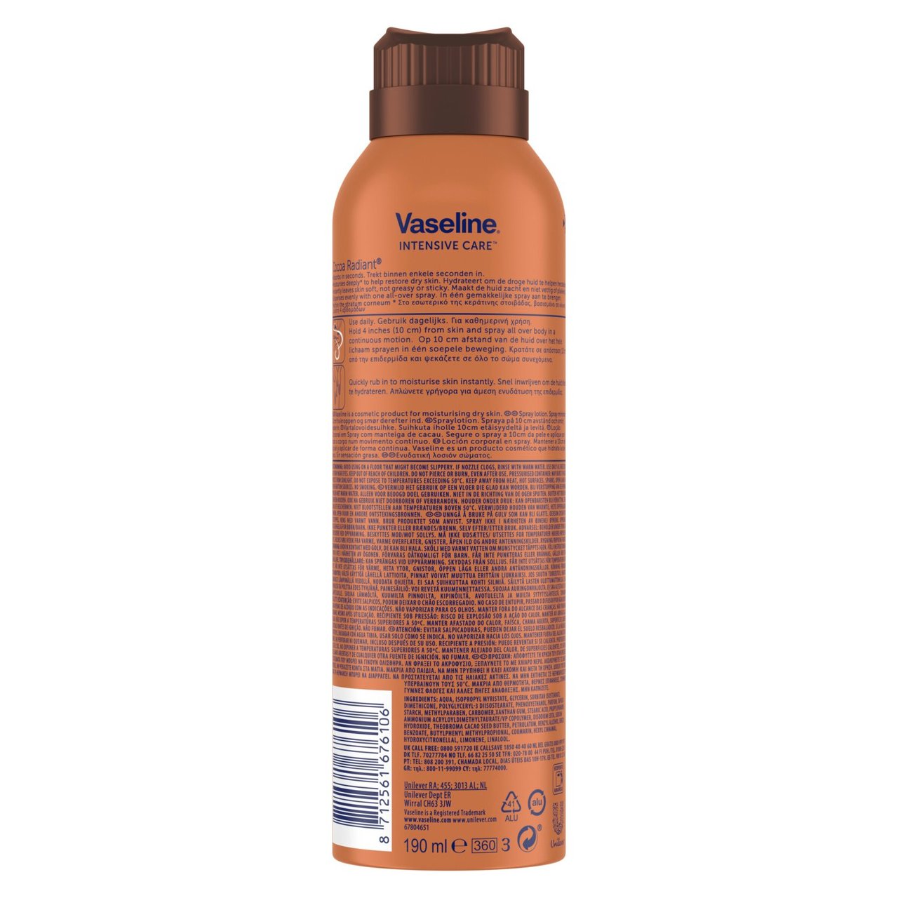 Vaseline Intensive Care Cocoa Radiant Spray Moisturiser 190 ml 2