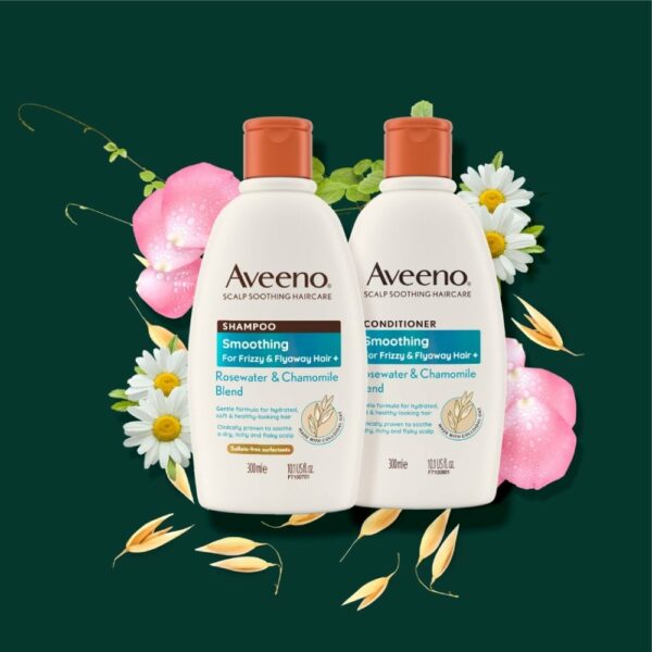 AVEENO Smoothing+ Rose Water & Chamomile Blend Shampoo for Fine & Dry Hair 300ml - Image 6