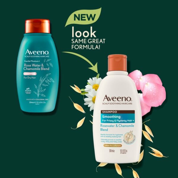 AVEENO Smoothing+ Rose Water & Chamomile Blend Shampoo for Fine & Dry Hair 300ml - Image 5