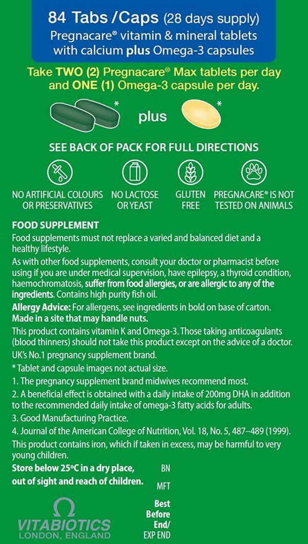 Vitabiotics Pregnacare max 84 Tablets/Capsules - Image 5