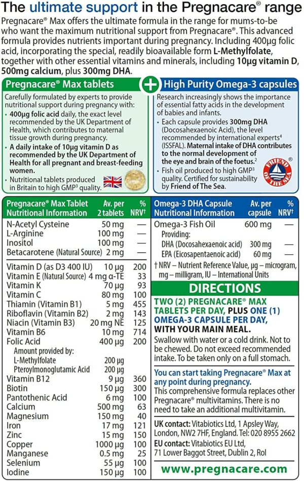 Vitabiotics Pregnacare max 84 Tablets/Capsules - Image 3