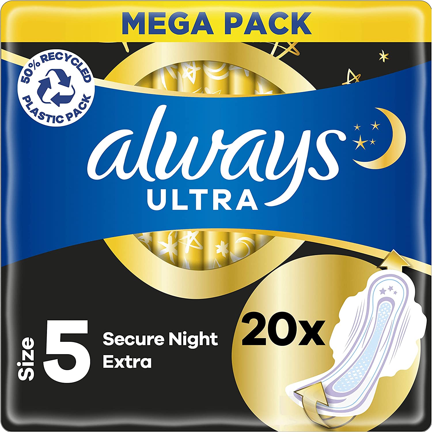 Always Ultra Sanitary Towels Secure Night Extra with Wings, Size 5 x18 3 Britannia.lk