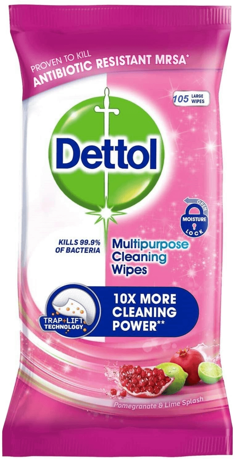 Dettol Pomegranate & Lime Splash Multipurpose Large Cleaning Wipes 105
