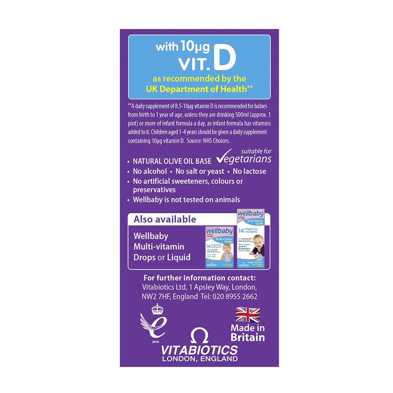 Wellbaby Vitamin D Drops 30ml Britannia.lk