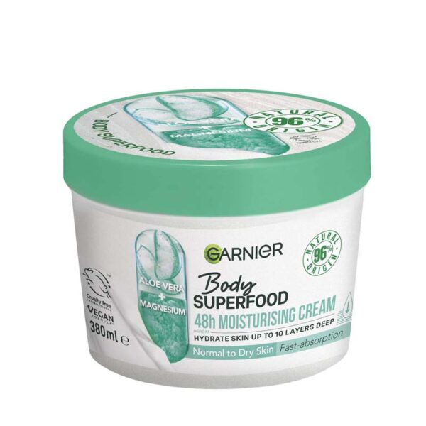 Garnier Body Superfood, Moisturising and Soothing Body Cream, Aloe Vera and Magnesium 380ml