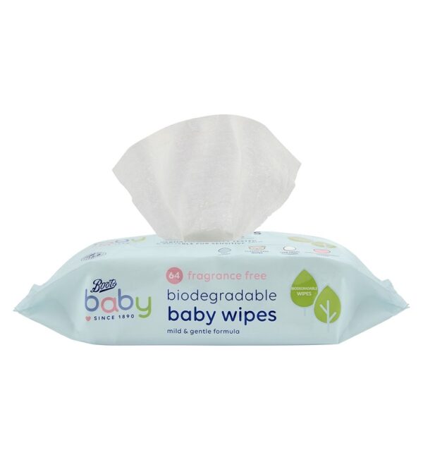 Boots Baby Fragrance Free Biodegradable soft baby wipes, single pack  64 wipes - Image 4
