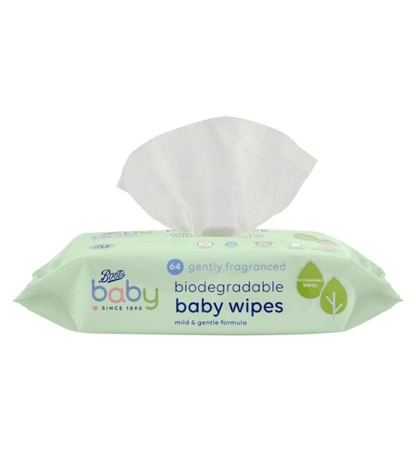 Boots Baby Gently Fragranced Biodegradable soft baby wipes, single pack 64 wipes - Image 3