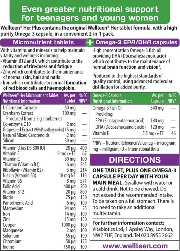 Vitabiotics Wellteen Her Plus - 56 Tablets/Capsules, 56 Count - Image 4