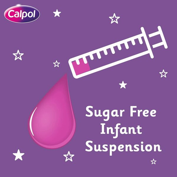 Calpol Infant Sugar Free Oral Suspension Strawberry Flavour 2+ Months 100ml - Image 3