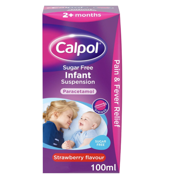 Calpol Infant Sugar Free Oral Suspension Strawberry Flavour 2+ Months 100ml