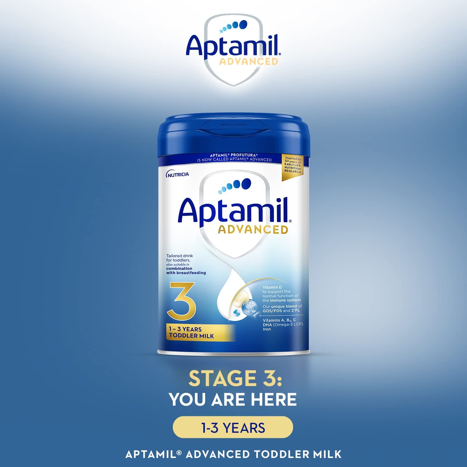 Aptamil Advanced 3 Toddler Baby Milk Powder Formula, from 1 Year, 800g