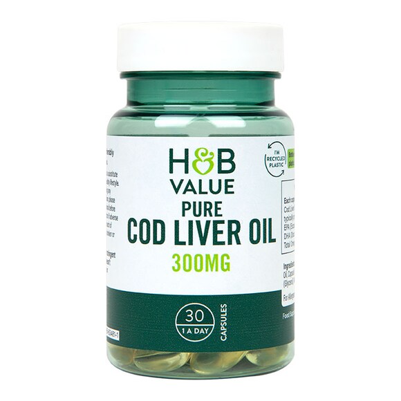 H&B Value Pure Cod Liver Oil 300mg 30 Capsules Britannia.lk