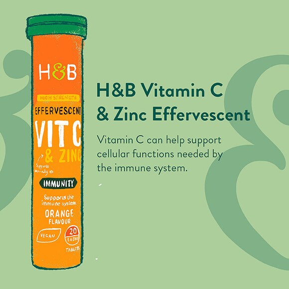 Holland & Barrett High Strength Effervescent Vit C & Zinc Orange