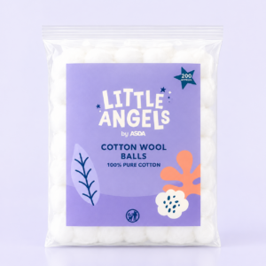 Little Angels Cotton Wool Balls – 200 Pack (100% Pure Cotton)
