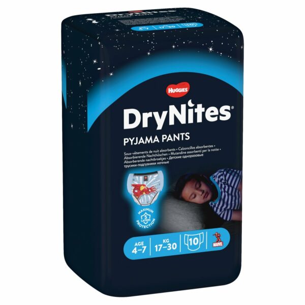 Huggies DryNites Boys Pyjama Pants, 4-7 Yrs (17-30kg) 10 per pack - Image 2