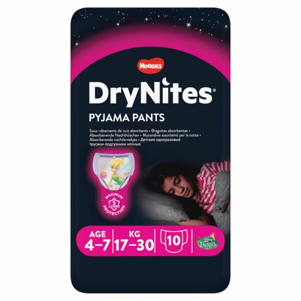 Huggies DryNites Girls Pyjama Pants, 4-7 Yrs (17-30kg) 10 per pack - Image 2