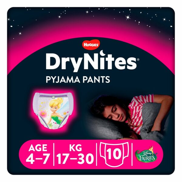 Huggies DryNites Girls Pyjama Pants, 4-7 Yrs (17-30kg) 10 per pack