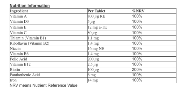 Boots Multivitamins with Iron 30 Tablets (1 month supply) - Image 2
