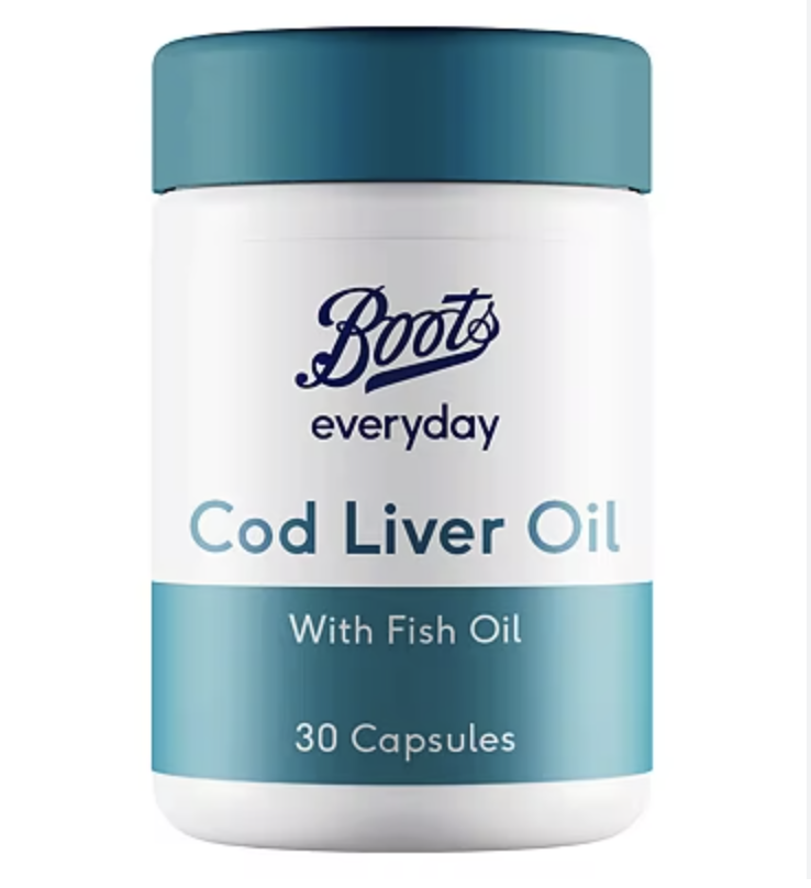 Boots Cod Liver Oil + Fish Oil 30 Capsules (1 month supply