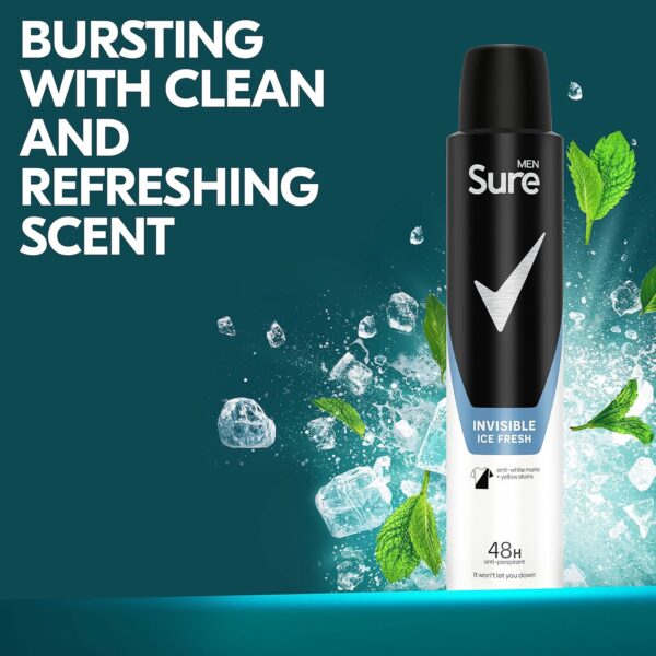 Sure Men Invisible Ice Fresh Anti-Perspirant Aerosol deodorant 150ml - Image 6