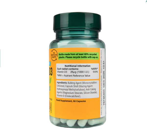 Holland & Barrett Vitamin D3 1000 I.U 25ug 90 Tablets - Image 2