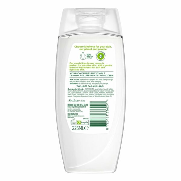 Simple Nourishing Shower Cream 225ml - Image 4