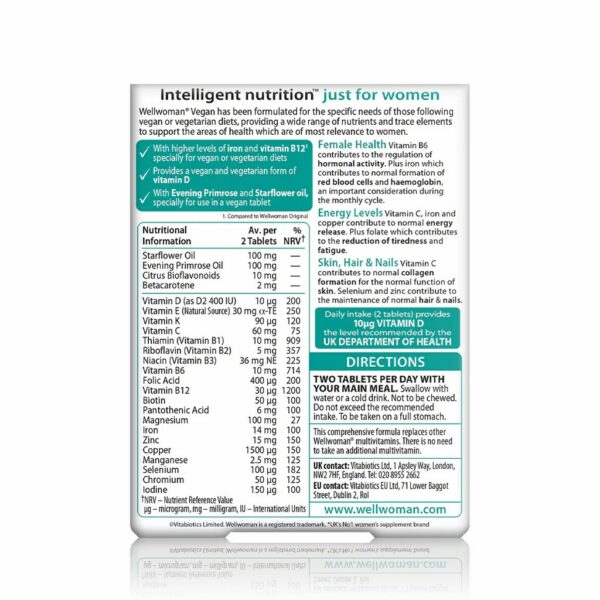 Vitabiotics Wellwoman Vegan - 60 Capsules - Image 2