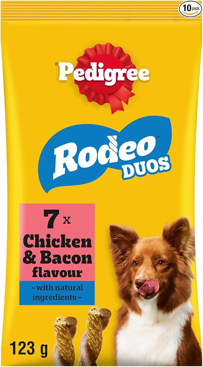 Pedigree Rodeo Duos Adult Dog Treats Chicken & Bacon 123g